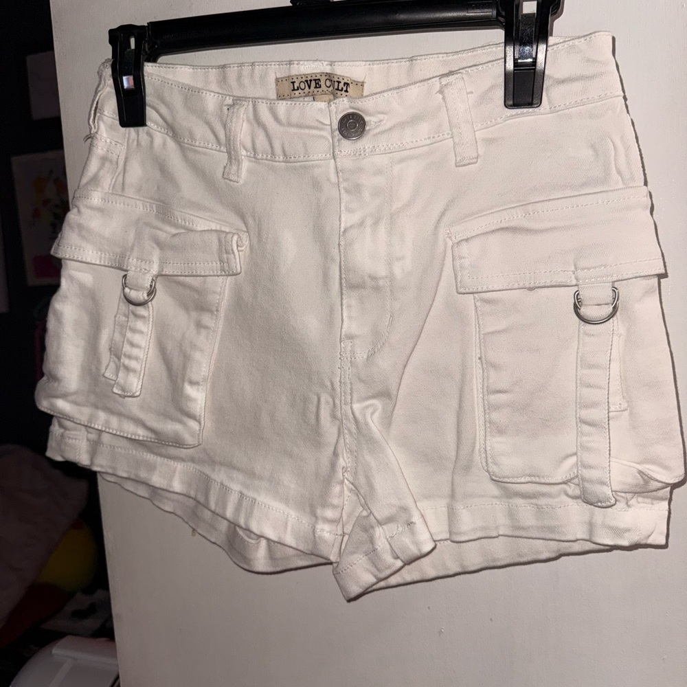 Love Cult Women's White Cargo Shorts